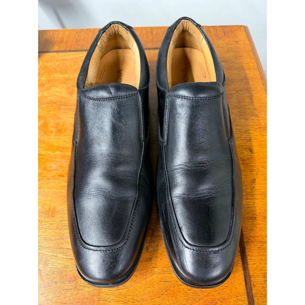 Vionic Mens 11.5 Black Loafer Sullivan VSM052 Leather Slip On Orthotic Shoe